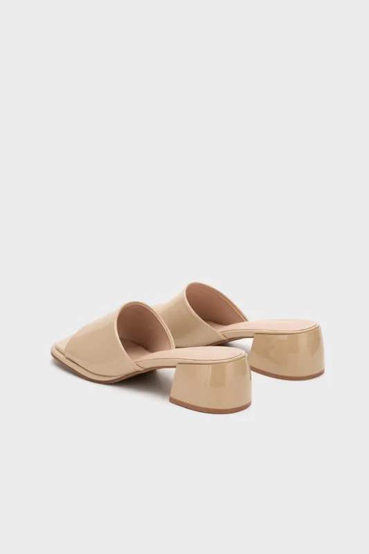 SQUARE TOE CHUNKY LOW HEEL SLIDE