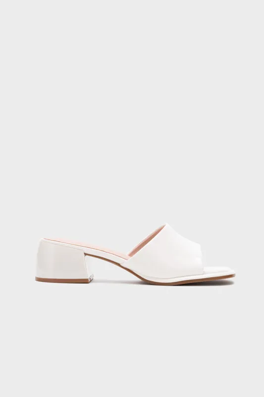 SQUARE TOE CHUNKY LOW HEEL SLIDE