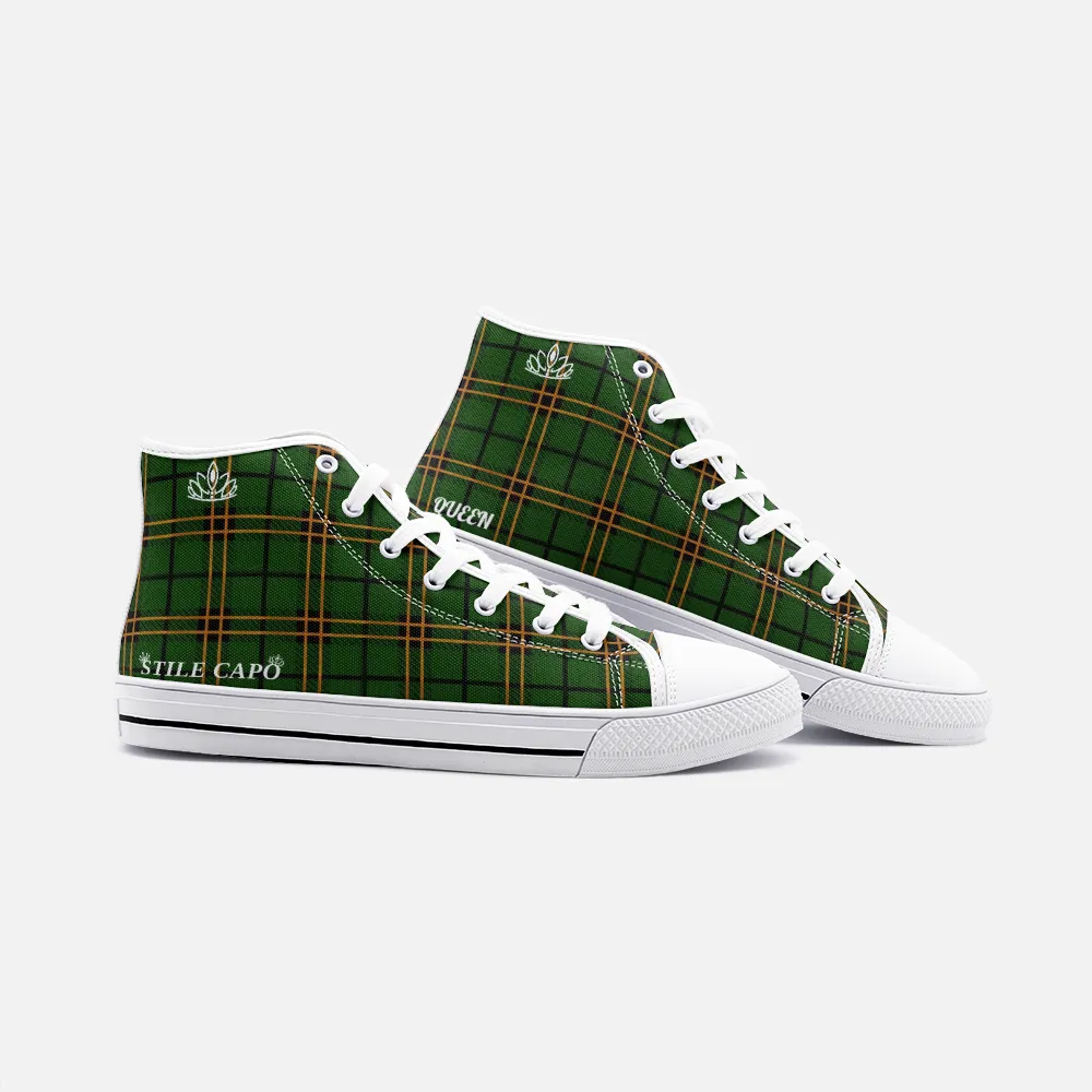 STILE CAPO QUEEN GREEN PLAID  High Top Canvas Shoes