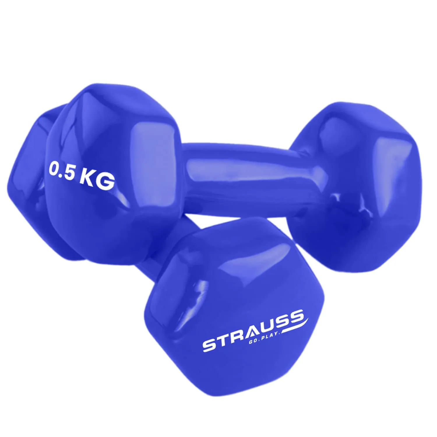 Strauss Premium Vinyl Dumbbells Weight for Men & Women | 4 Kg (Each) | 8 Kg (Pair) | Ideal for Home Workout, Yoga, Pilates, Gym Exercises | Non-Slip, Easy to Hold, Scratch Resistant (Blue)