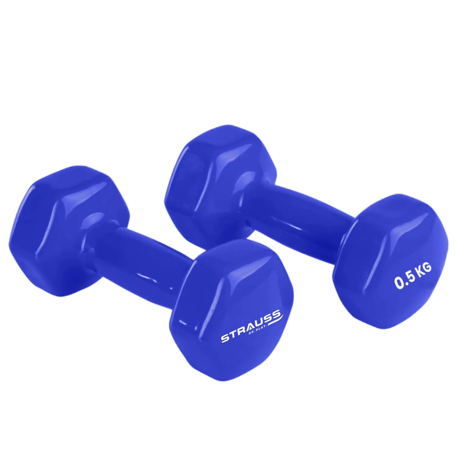 Strauss Premium Vinyl Dumbbells Weight for Men & Women | 4 Kg (Each) | 8 Kg (Pair) | Ideal for Home Workout, Yoga, Pilates, Gym Exercises | Non-Slip, Easy to Hold, Scratch Resistant (Blue)