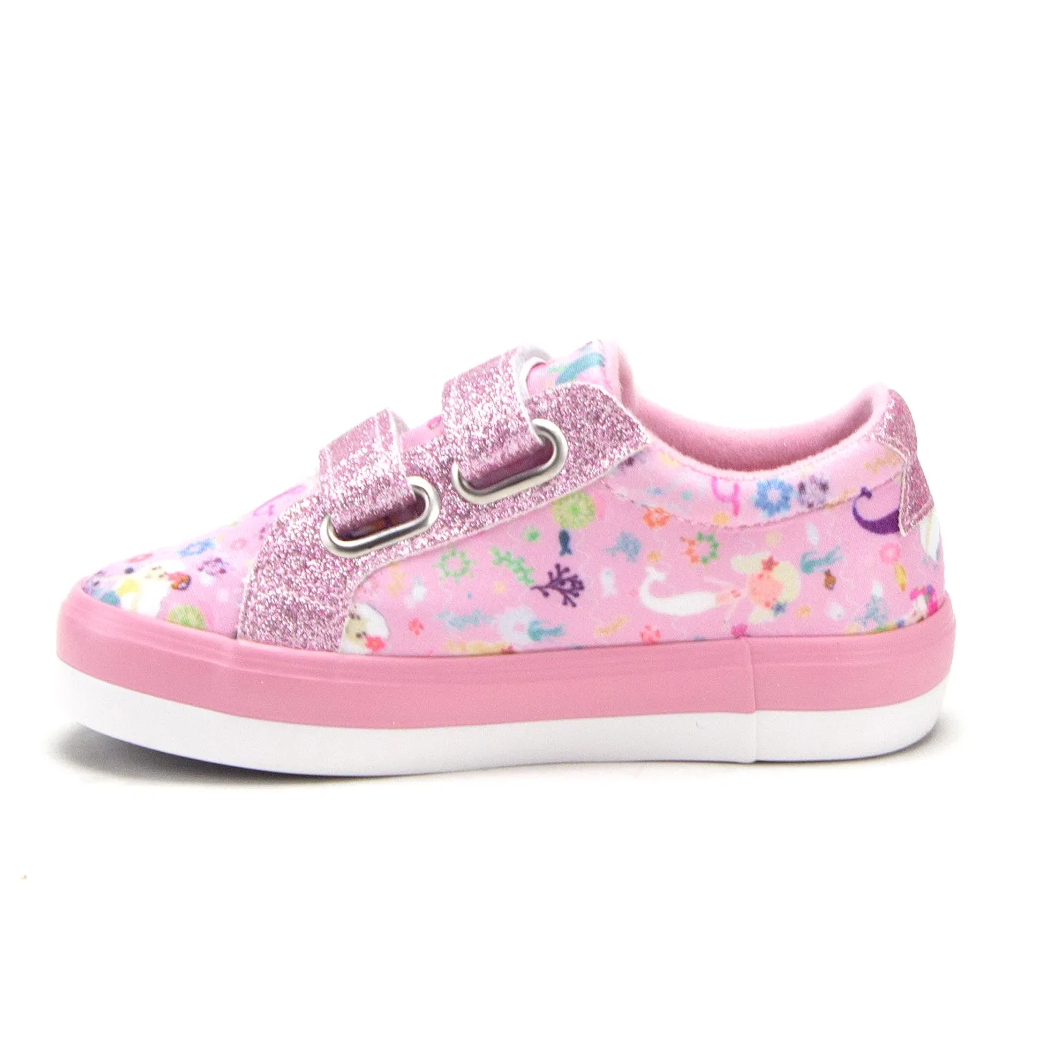 Toddler Little Girls Mermaid Print Twinkle Glitter Sneakers Flats Shoes