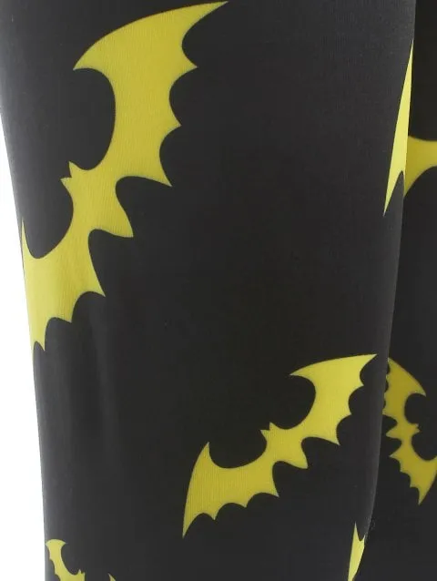 Trendy Bats Print Workout Leggings