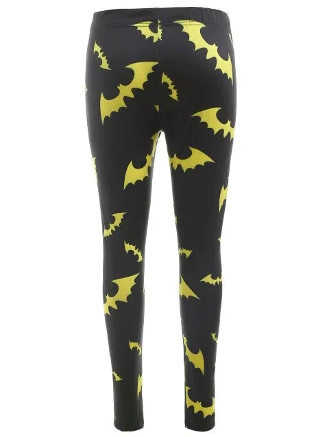 Trendy Bats Print Workout Leggings