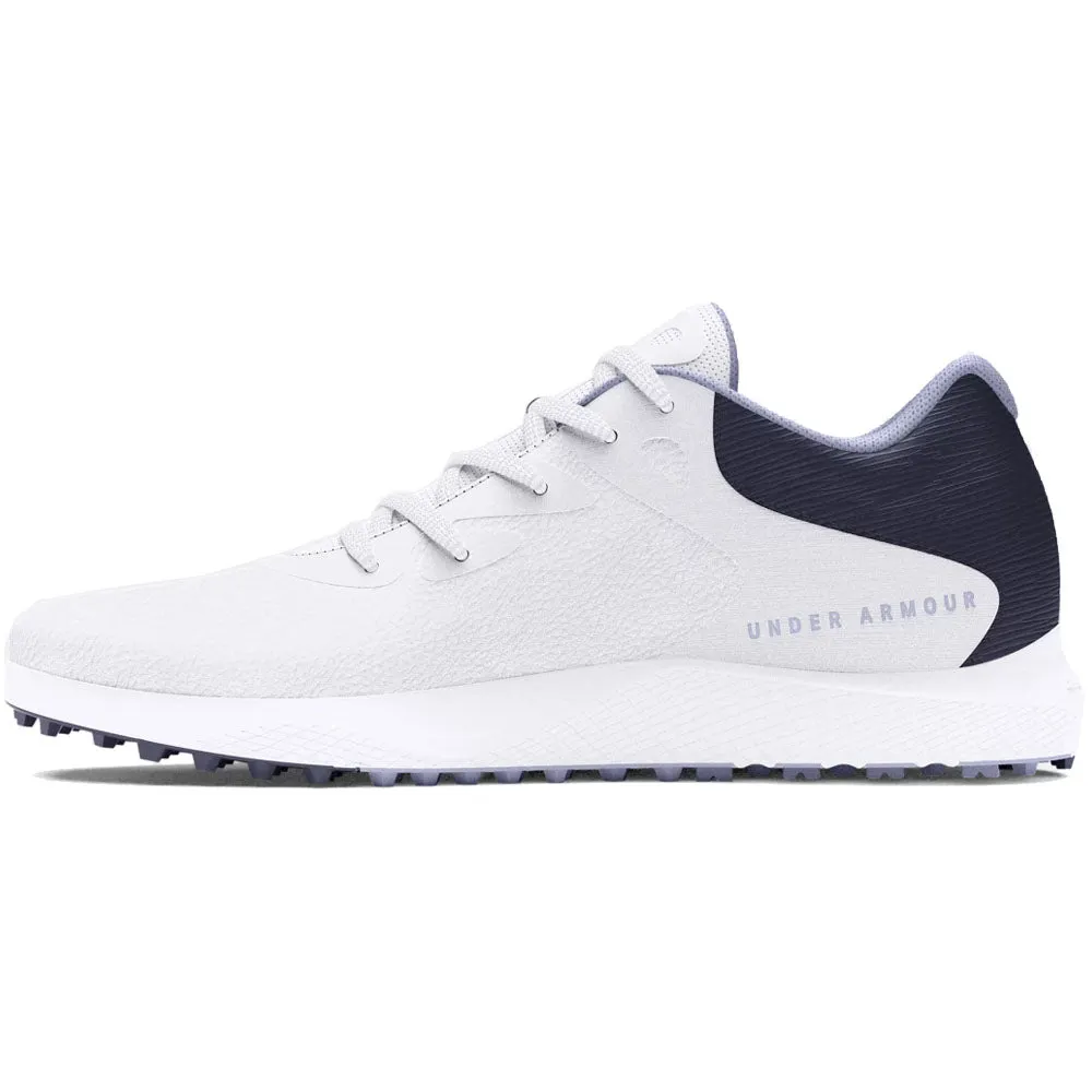 Under Armour Charged Breathe 2 Spikeless Ladies Shoes - White/Midnight Navy/Celeste