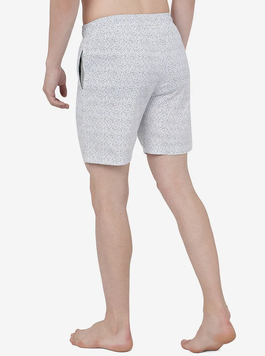 White Printed Slim Fit Shorts | JadeBlue