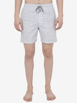 White Printed Slim Fit Shorts | JadeBlue