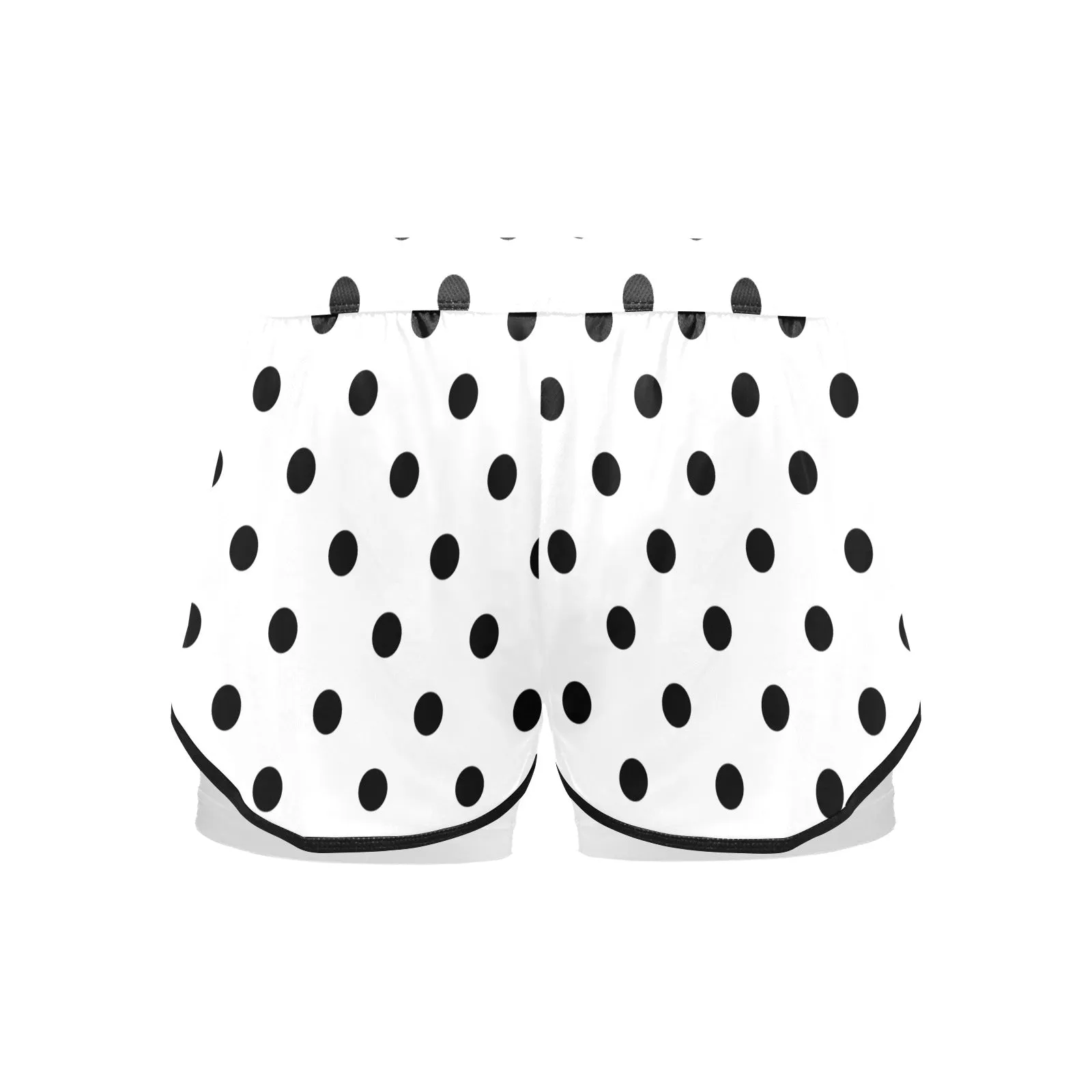 White With Black Polka Dots Women's Sports Shorts With Compression Liner