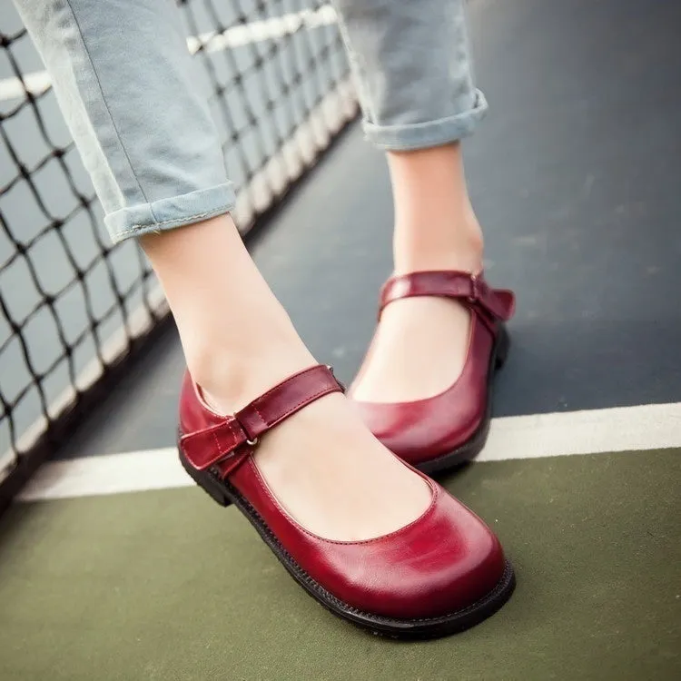 Women's Fashion Round Toe Casual Shoes Comfortable Flats Strap Mary Jane Shoes Dance Shoes Leather Shoes Girl Student Shoes Lolita Shoes Plus Size