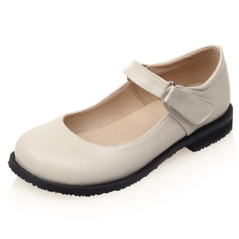 Women's Fashion Round Toe Casual Shoes Comfortable Flats Strap Mary Jane Shoes Dance Shoes Leather Shoes Girl Student Shoes Lolita Shoes Plus Size