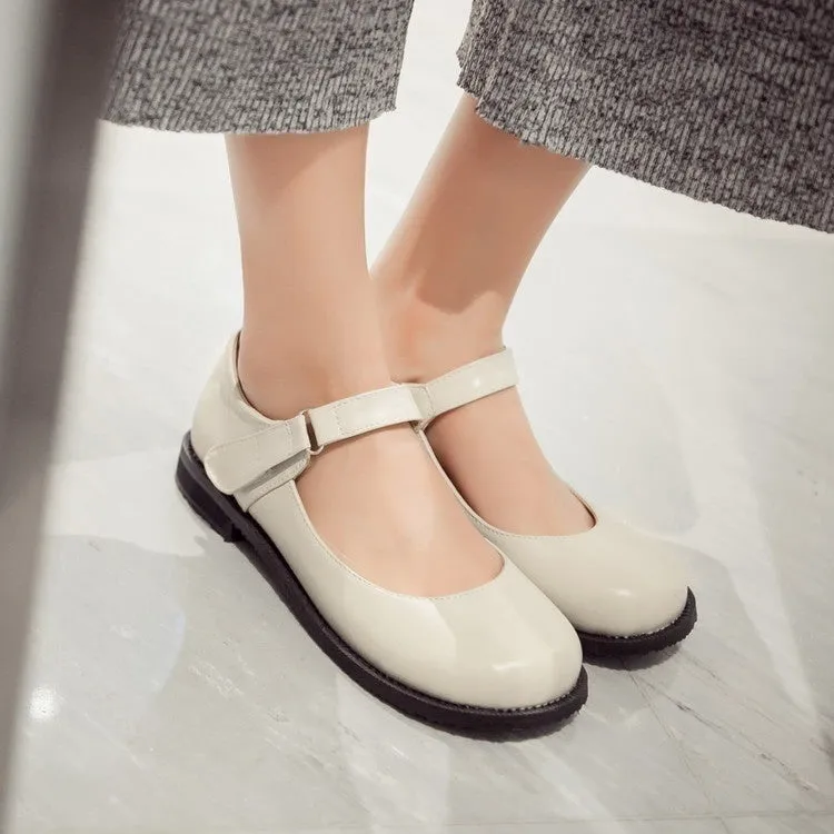 Women's Fashion Round Toe Casual Shoes Comfortable Flats Strap Mary Jane Shoes Dance Shoes Leather Shoes Girl Student Shoes Lolita Shoes Plus Size