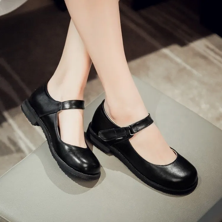 Women's Fashion Round Toe Casual Shoes Comfortable Flats Strap Mary Jane Shoes Dance Shoes Leather Shoes Girl Student Shoes Lolita Shoes Plus Size