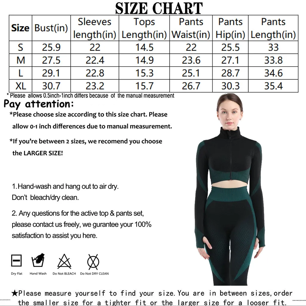 Womens High Waisted Workout  2 Piece Sets Crop Top and Sweatsuit  Pants Seamless Sports Legging  Yoga Gym Outfits