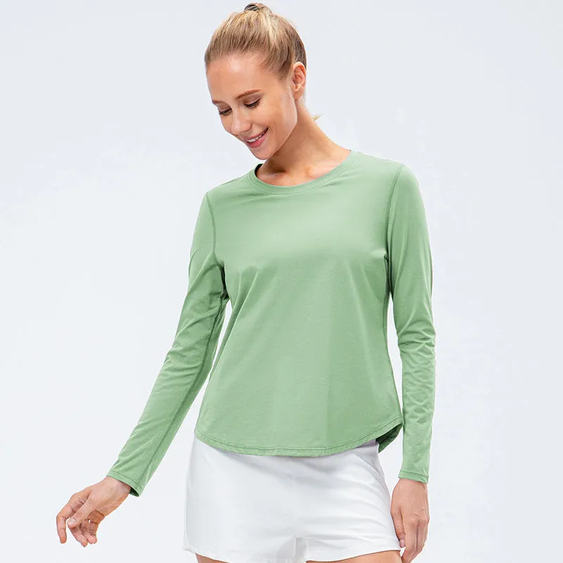 Womens Yoga Sports Long Sleeve Loose Quick-drying Shirts