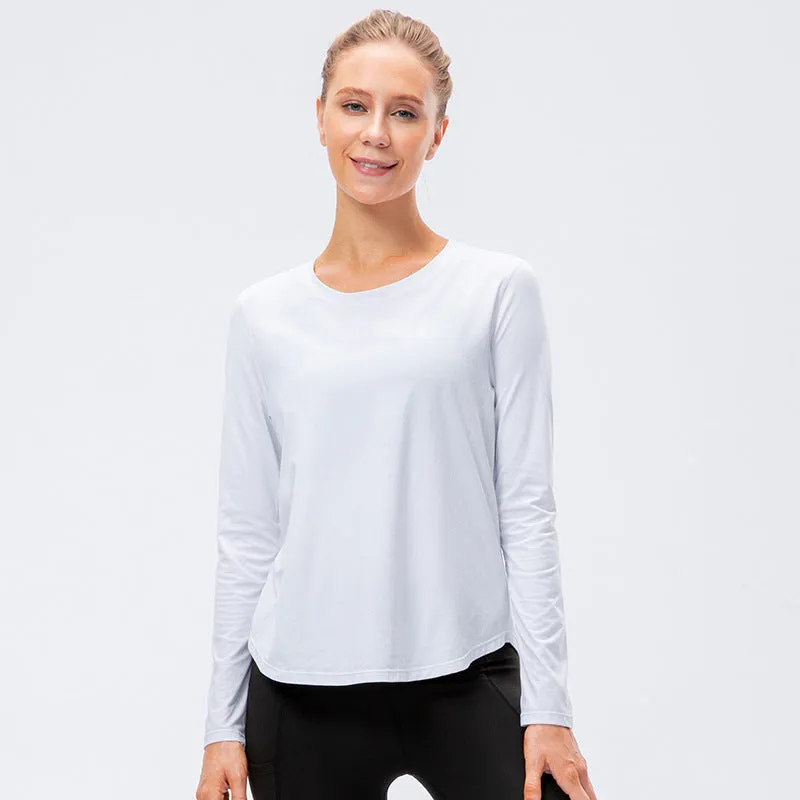 Womens Yoga Sports Long Sleeve Loose Quick-drying Shirts