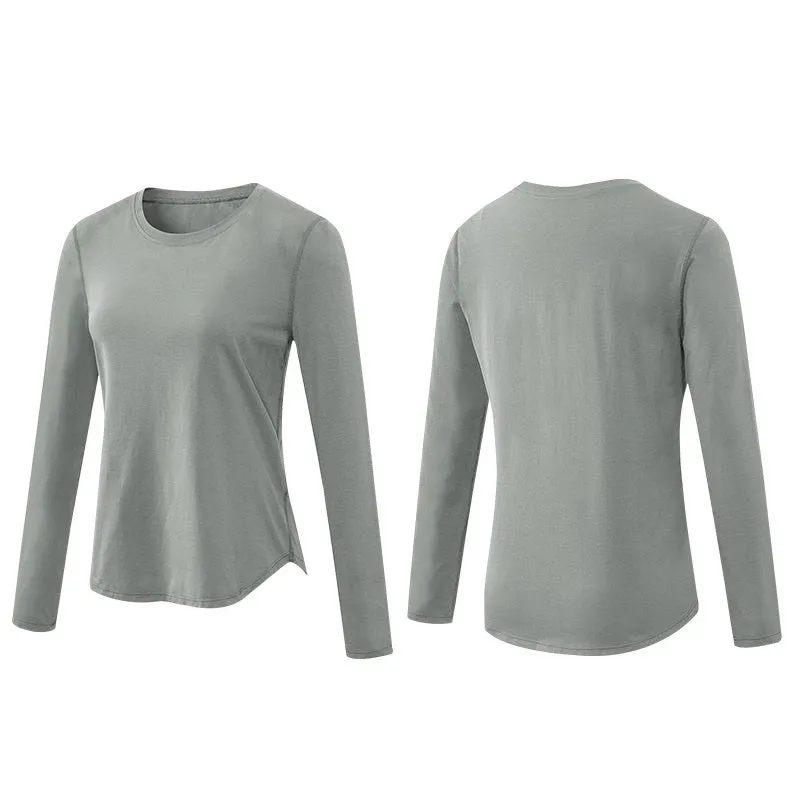 Womens Yoga Sports Long Sleeve Loose Quick-drying Shirts